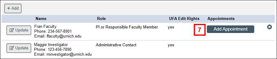 Add Appointment button 