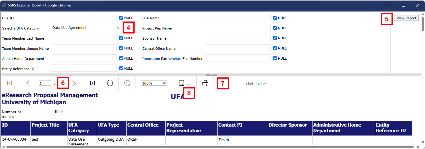SSRS Report for UFA Query