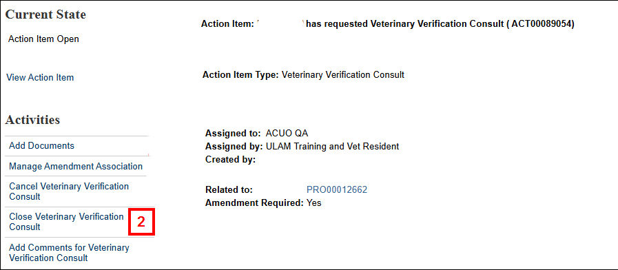 Action Item workspace