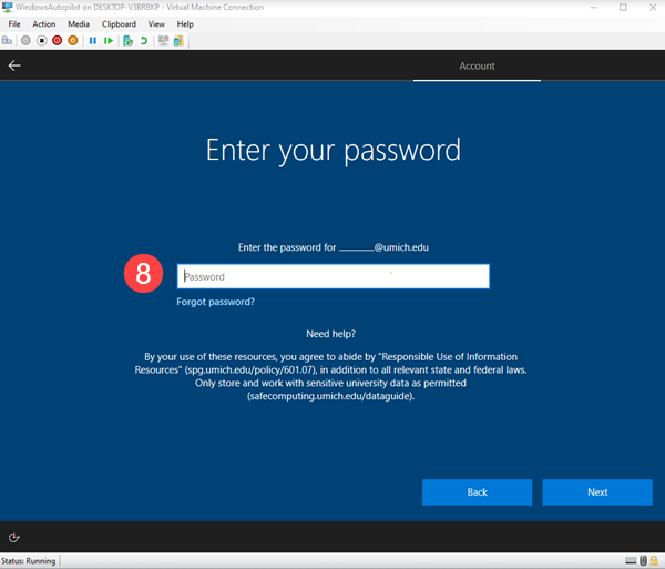 enter password screen