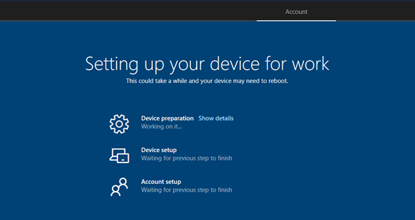 setting up device for work screen