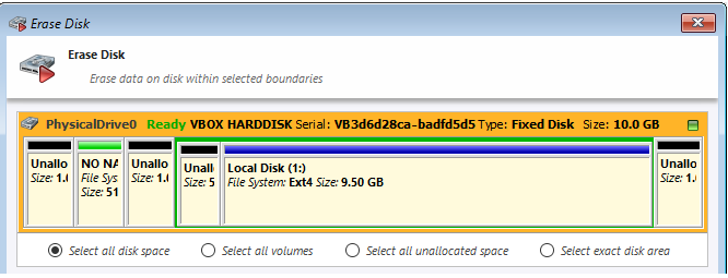 Screenshot reminding you to double check your drive selection before erasing a drive.