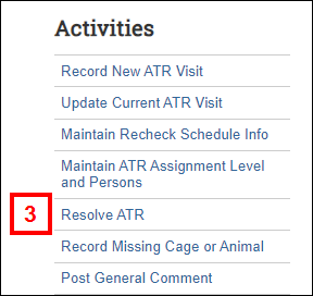 Activities menu on the ATR workspace screenshot