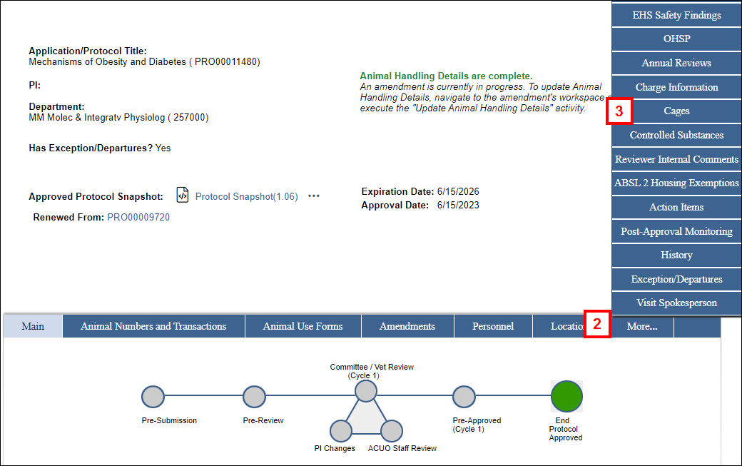 Cage Card workspace in eRAM steps 1-3