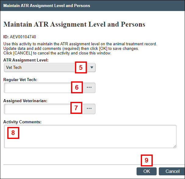 Maintain ATR Assignment Level and Persons screenshot steps 5 - 9