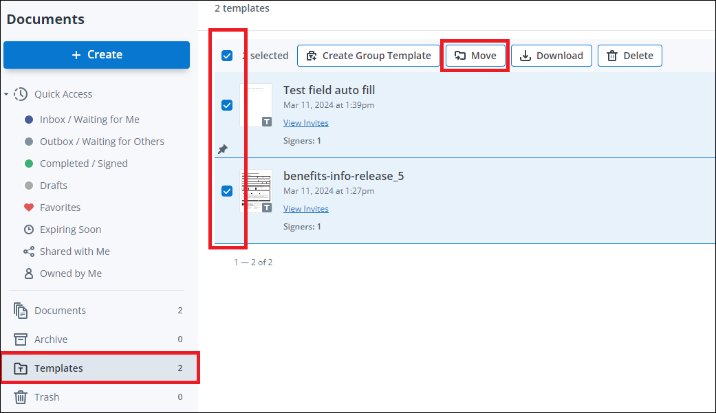 screenshot showing how to move templates to your personal template folder