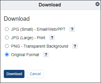 screenshot showing the download options