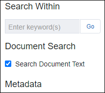 screenshot of the DAC Search Within fields