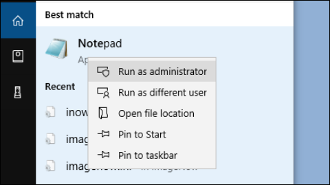 Run as administrator screenshot