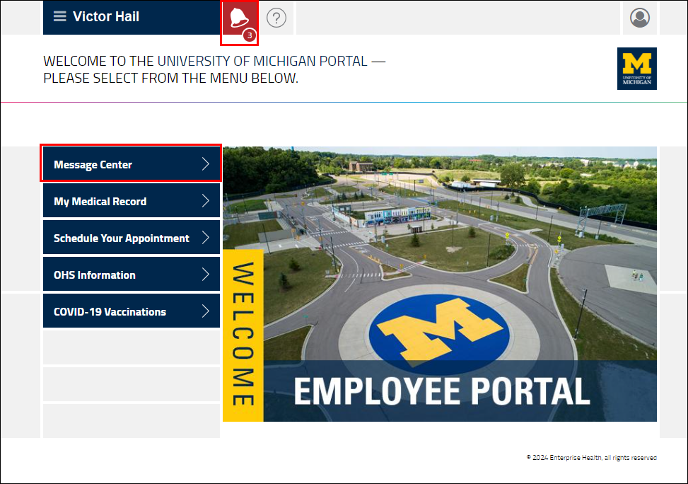 Welcome to the U-M Enterprise Health Portal screenshot step 5