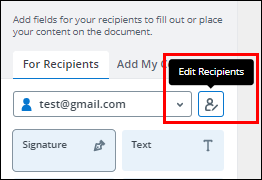 screenshot showing the edit recipients button