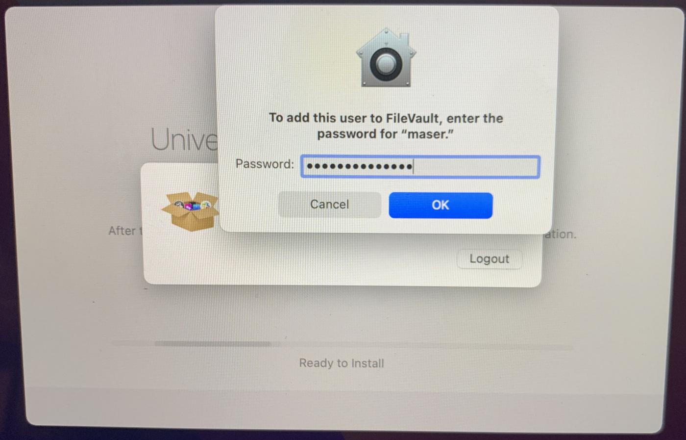 add user to FileVault screen