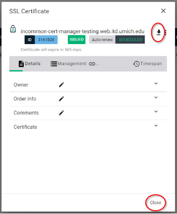 SSL Certificate popup window