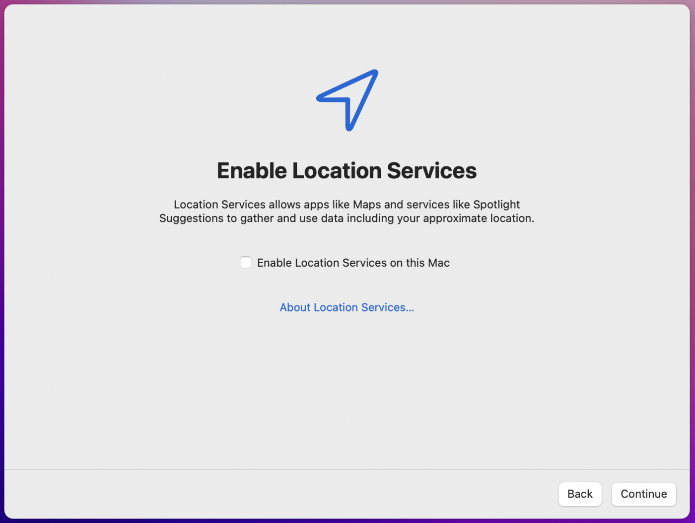 enable location services screen