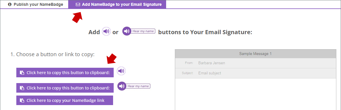 Add NameBadge to your Email Signature tab