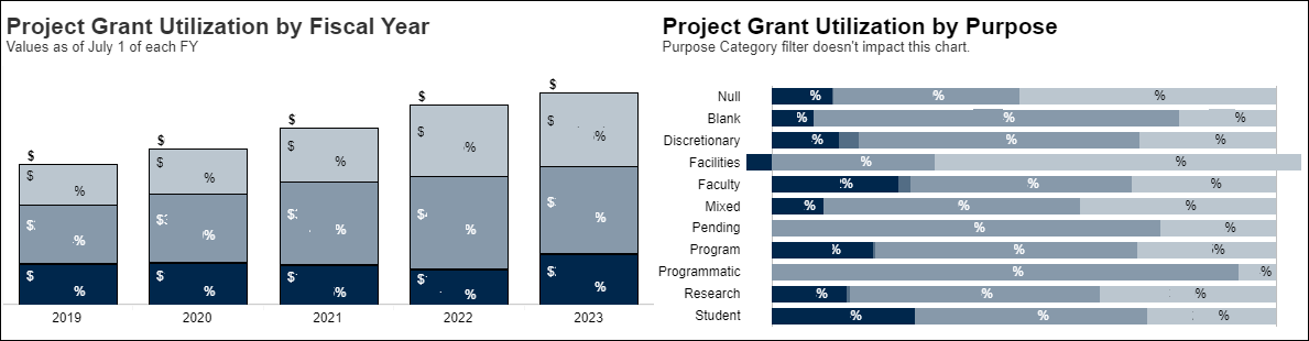 screenshot of the detailed project grant utilization section