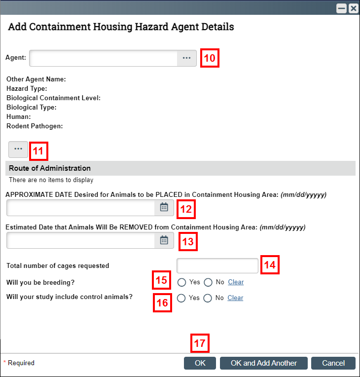 Add Containment Housing Hazard Agent Details