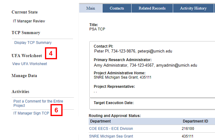 UFA Workspace screenshot in eRPM showing steps 4 and 6