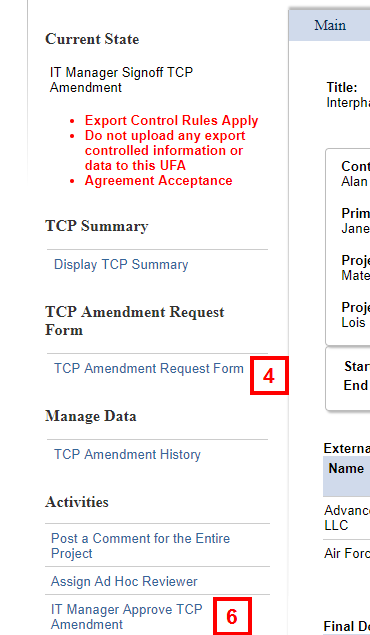 IT Manager Signoff TCP Amendment steps 4 - 6