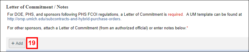 screenshot of Letter of Commitment/Notes step 19