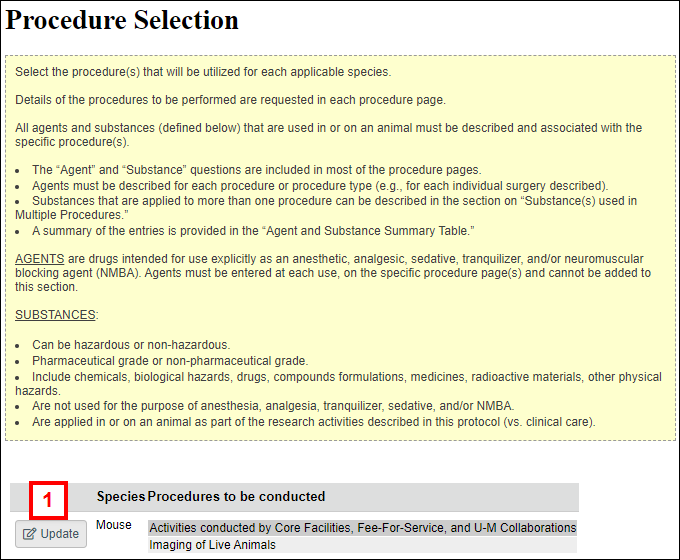 procedure selection