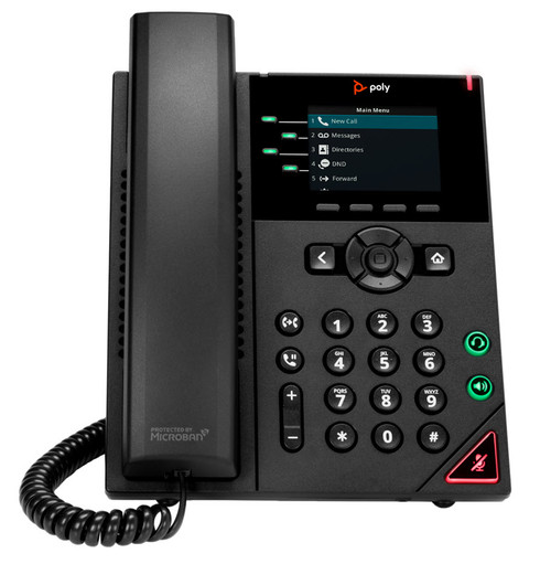 Poly VVX 250 desk phone with handset and four line keys
