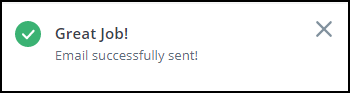 screenshot with message great job email successfully sent