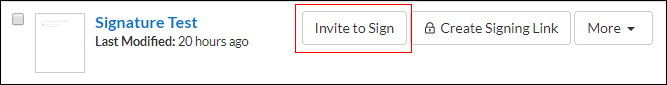 Invite to sign screenshot