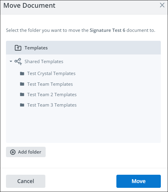 screenshot showing team folder box