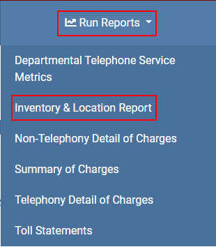 screenshot showing the Run Reports options