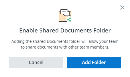screenshot of the enable shared documents popup