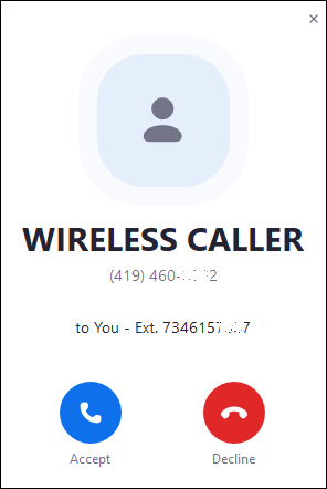 screenshot showing an incoming call