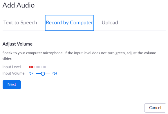 screenshot showing recording options
