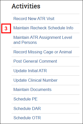 ATR workspace Activities menu screenshot