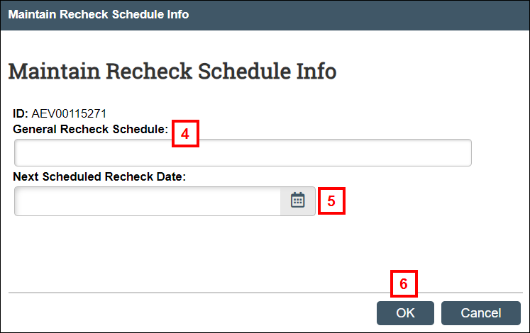 Maintain Visit Schedule Info screenshot