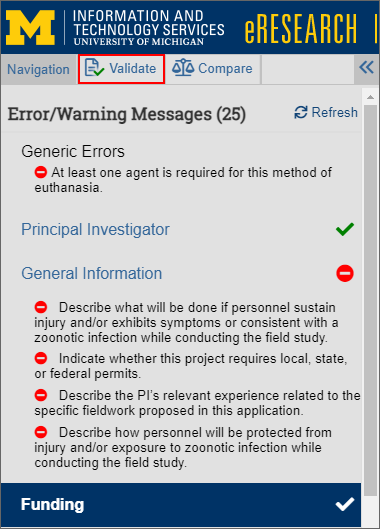 Validate Error/Warning Messages