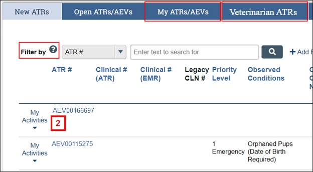 ATR/AEV workspace displaying step 2