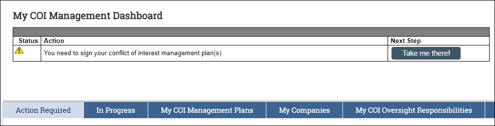 My COI Management Dashboard