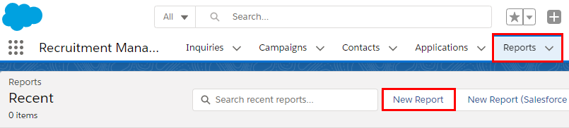 Salesforce - Reports tab