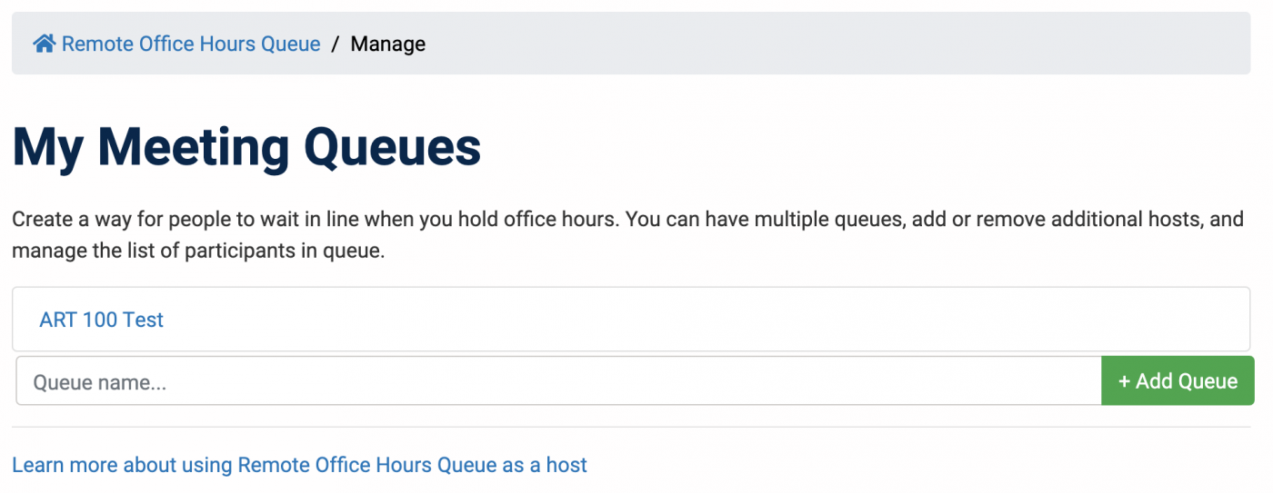 Remote Office Hours Queue Host ITS Documentation