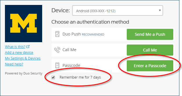 Choose an authentication method page