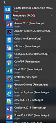Configure RemoteApp in Helper App Icon