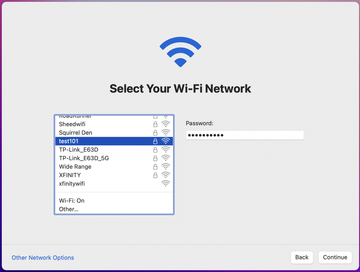 connect to your wifi network