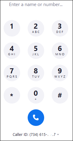 screenshot showing the zoom phone number pad